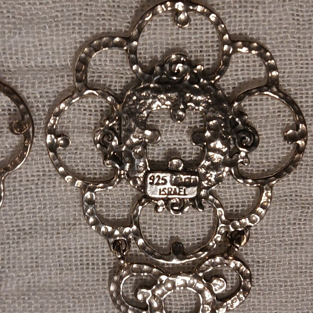 Sterling Silver Zoa Numan Chandelier Pierced Earrings 925 Israel 3" Long - Picture 3 of 8